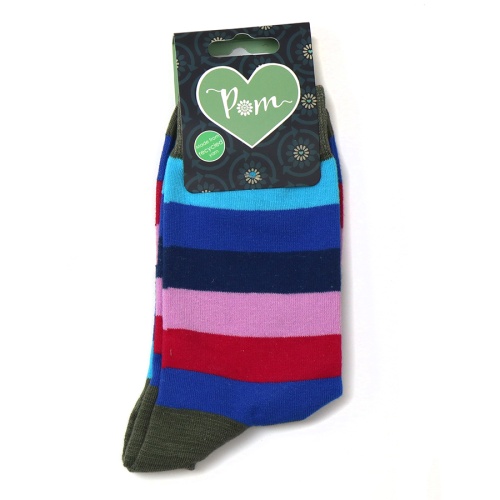 Blue Mix Striped Organic Cotton Blend Socks by Peace of Mind